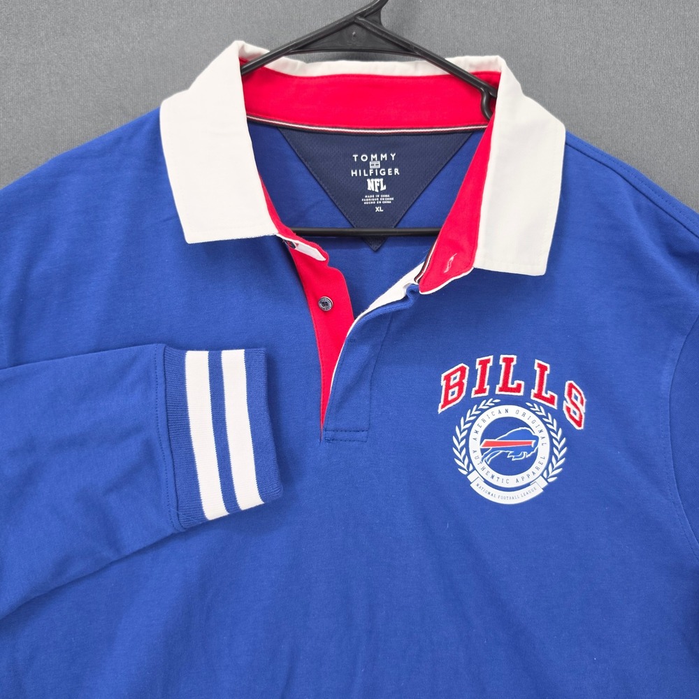 Tommy Hilfiger NFL Buffalo Bills Rugby Shirt Blue Mens XL Long Sleeve NWT